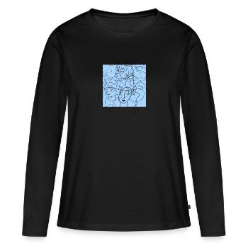 Face line blue - T-shirt manches longues Premium bio Femme - noir - Devant - Julia (174cm)