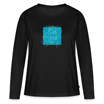 Face line blue - T-shirt manches longues Premium bio Femme - noir - Devant - Julia (174cm)