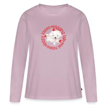 Cute Maltese dog, sloppy kisses - Women's Premium Organic Long Sleeve Shirt - dusky pink - Front - Julia (174cm)