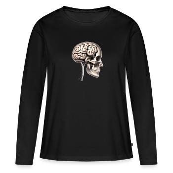 Cerveau - T-shirt manches longues Premium bio Femme - noir - Devant - Julia (174cm)