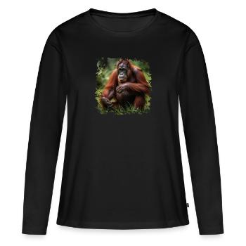 Les orangs-outans ne vivent qu’à Bornéo et à Sumatra - T-shirt manches longues Premium bio Femme - noir - Devant - Julia (174cm)