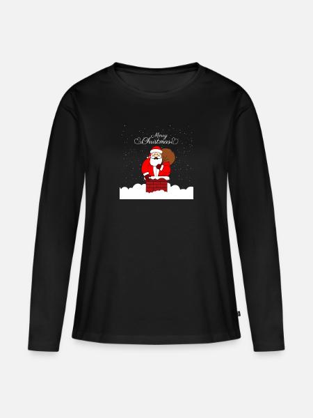 Frohe Weihnachten Fetter Weihnachtsmann - Frauen Premium Bio Langarmshirt - Schwarz