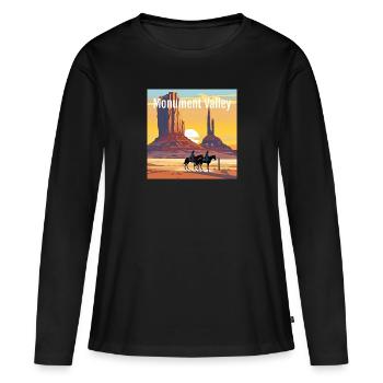 Monument Valley - Coucher de soleil - T-shirt manches longues Premium bio Femme - noir - Devant - Julia (174cm)
