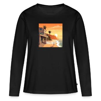 Malibu au coucher du soleil - T-shirt manches longues Premium bio Femme - noir - Devant - Julia (174cm)