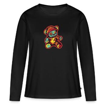 Horreur Effrayant Ours Halloween Chucky Bear - T-shirt manches longues Premium bio Femme - noir - Devant - Julia (174cm)