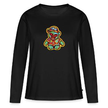 Horreur Effrayant Ours Halloween Hannibal Ours - T-shirt manches longues Premium bio Femme - noir - Devant - Julia (174cm)