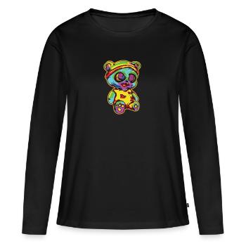 Horreur Effrayant Ours Halloween Grin Grim - T-shirt manches longues Premium bio Femme - noir - Devant - Julia (174cm)