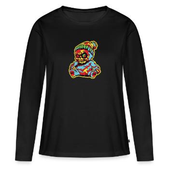 Horror Scary Bear Halloween Black Magic - Women's Premium Organic Long Sleeve Shirt - black - Front - Julia (174cm)