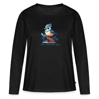Can't stay, Blue Jay - T-shirt manches longues Premium bio Femme - noir - Devant - Julia (174cm)