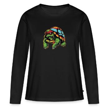 Horror Zombie Scary vintage Turtle Design - Women's Premium Organic Long Sleeve Shirt - black - Front - Julia (174cm)