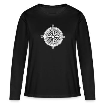 Kompass Nautik Segelboot Seefahrer - Frauen Premium Bio Langarmshirt - Schwarz - Vorne - Julia (174cm)