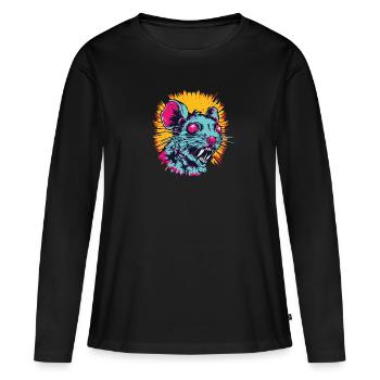 Horreur Effrayant Rétro Vintage Zombie Rat - T-shirt manches longues Premium bio Femme - noir - Devant - Julia (174cm)