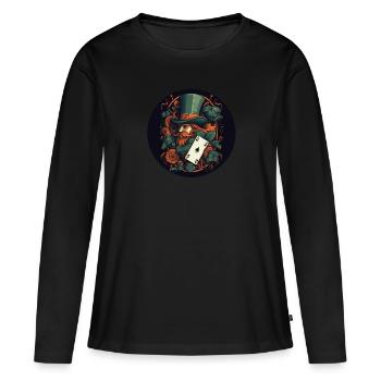 As de pique - T-shirt manches longues Premium bio Femme - noir - Devant - Julia (174cm)