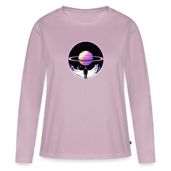 Odyssée spatiale surréaliste - T-shirt manches longues Premium bio Femme - rose poudré - Devant - Julia (174cm)