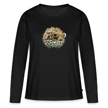 Le poisson-globe se gonfle lorsqu’il est menacé - T-shirt manches longues Premium bio Femme - noir - Devant - Julia (174cm)