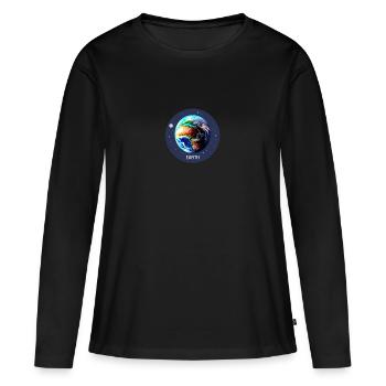 Planète Terre - T-shirt manches longues Premium bio Femme - noir - Devant - Julia (174cm)