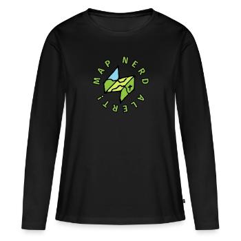 Carte Alerte Nerd - T-shirt manches longues Premium bio Femme - noir - Devant - Julia (174cm)