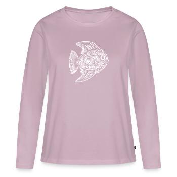 Pêche au poisson Pêche en mer - T-shirt manches longues Premium bio Femme - rose poudré - Devant - Julia (174cm)