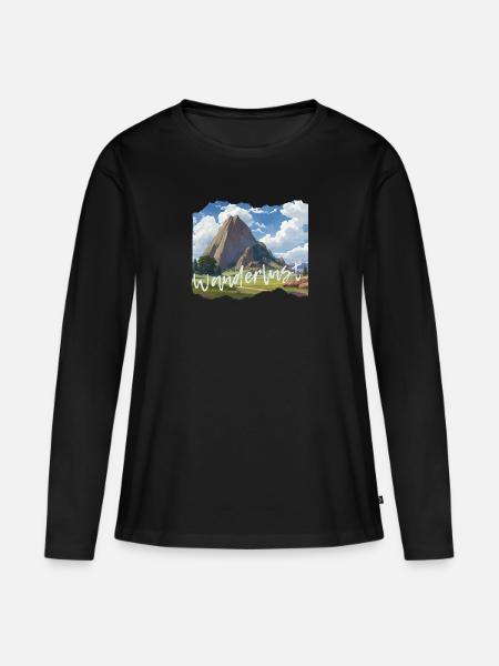 Wandern - Frauen Premium Bio Langarmshirt - Schwarz