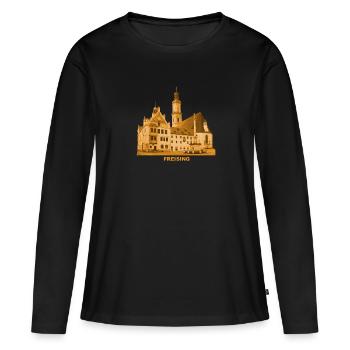 Freising, Hôtel de ville, Isar, Munich, Bavière - T-shirt manches longues Premium bio Femme - noir - Devant - Julia (174cm)