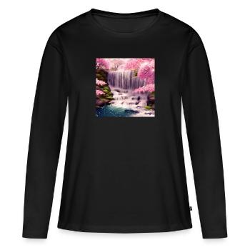 Une vue magnifique - T-shirt manches longues Premium bio Femme - noir - Devant - Julia (174cm)