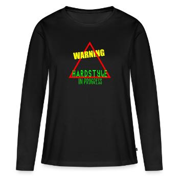 Warning hardstyle in progress - Women's Premium Organic Long Sleeve Shirt - black - Front - Julia (174cm)