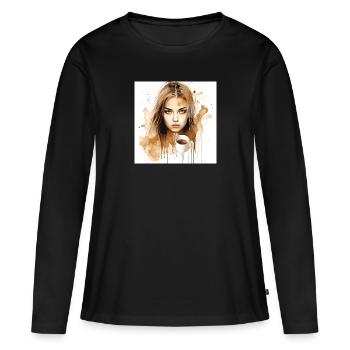 Watercolor Art Beautiful Woman - Women's Premium Organic Long Sleeve Shirt - black - Front - Julia (174cm)