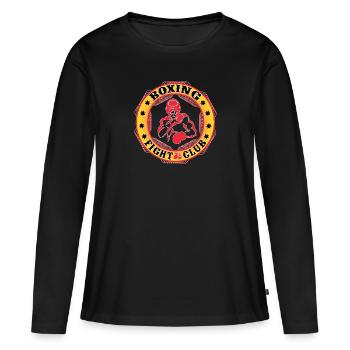 Conception de club de combat de boxe - T-shirt manches longues Premium bio Femme - noir - Devant - Julia (174cm)