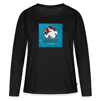 Fitness votre corps - T-shirt manches longues Premium bio Femme - noir - Devant - Julia (174cm)