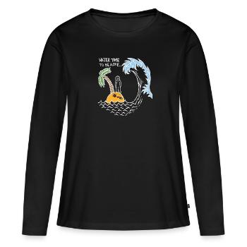 Le temps de l’eau pour être vivant (blanc) - T-shirt manches longues Premium bio Femme - noir - Devant - Julia (174cm)