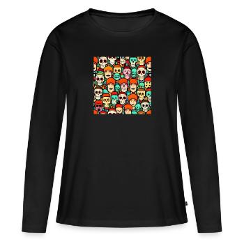 Colorful Skulls Patern - Women's Premium Organic Long Sleeve Shirt - black - Front - Julia (174cm)