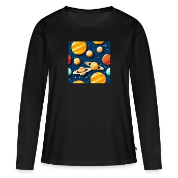 Modèle de système solaire bizarre - T-shirt manches longues Premium bio Femme - noir - Devant - Julia (174cm)