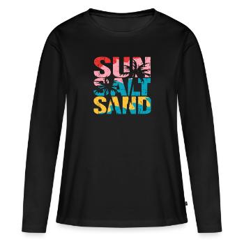 SEL DE SOLEIL SABLE - T-shirt manches longues Premium bio Femme - noir - Devant - Julia (174cm)