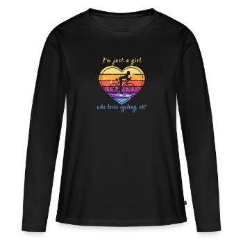 Je suis juste une fille qui aime le vélo - T-shirt manches longues Premium bio Femme - noir - Devant - Julia (174cm)