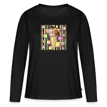 Eis - Frauen Premium Bio Langarmshirt - Schwarz - Vorne - Julia (174cm)