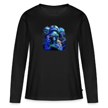 Mafia martienne - T-shirt manches longues Premium bio Femme - noir - Devant - Julia (174cm)