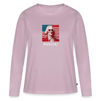 Patriotic USA Griddy George Washington Murica - Women's Premium Organic Long Sleeve Shirt - dusky pink - Front - Julia (174cm)