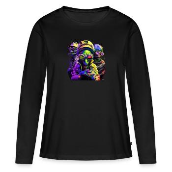 Mafia martienne - T-shirt manches longues Premium bio Femme - noir - Devant - Julia (174cm)