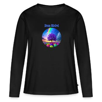 Stay Weird, arbre abstrait de couleurs - T-shirt manches longues Premium bio Femme - noir - Devant - Julia (174cm)