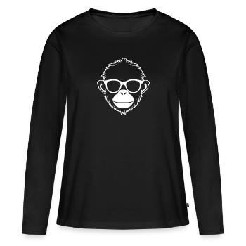Affe Affen Affengesicht Dschungel - Frauen Premium Bio Langarmshirt - Schwarz - Vorne - Julia (174cm)
