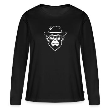 Affe Affen Affengesicht Dschungel - Frauen Premium Bio Langarmshirt - Schwarz - Vorne - Julia (174cm)