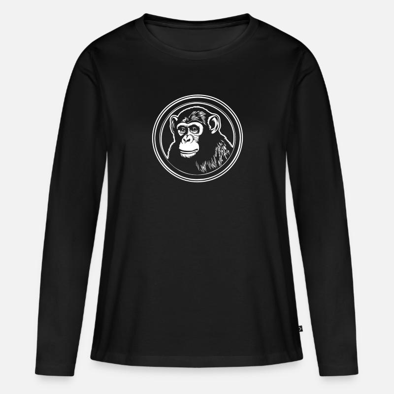 Affe Affen Affengesicht Dschungel - Frauen Premium Bio Langarmshirt - Schwarz