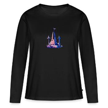 Tombe 3 croix - T-shirt manches longues Premium bio Femme - noir - Devant - Julia (174cm)