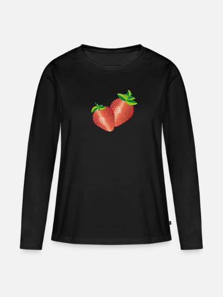Strawberry - Women's Premium Organic Long Sleeve Shirt - black