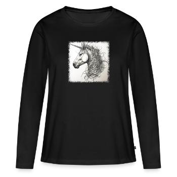 cool idée cadeau cadeau happy idée de cadeau - T-shirt manches longues Premium bio Femme - noir - Devant - Julia (174cm)