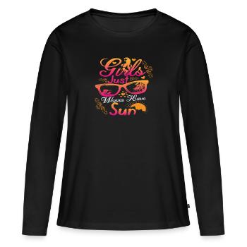 Les filles veulent juste s’amuser - T-shirt manches longues Premium bio Femme - noir - Devant - Julia (174cm)