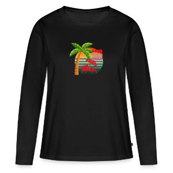 Seulement de bonnes vibrations - T-shirt manches longues Premium bio Femme - noir - Devant - Julia (174cm)