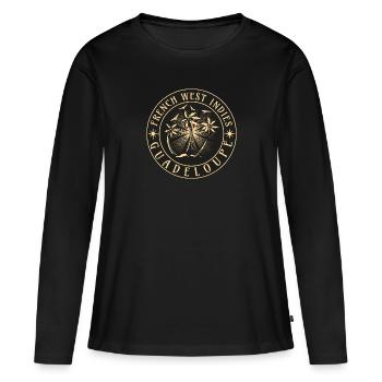 Guadeloupe Caraïbes - T-shirt manches longues Premium bio Femme - noir - Devant - Julia (174cm)