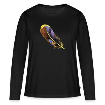 Plume - T-shirt manches longues Premium bio Femme - noir - Devant - Julia (174cm)