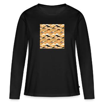 Désert Sans Couture Motif Sable Dunes du Sahara Arabe - T-shirt manches longues Premium bio Femme - noir - Devant - Julia (174cm)